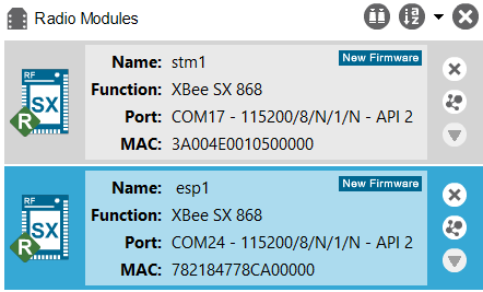 XCTU Connected Radio Modules List